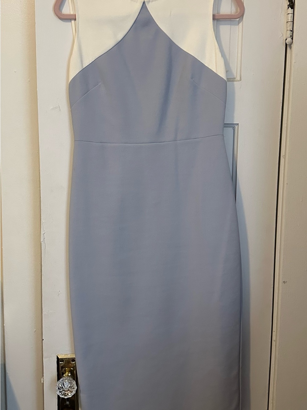 Diane Von Furstenberg Cream and Light Blue Two-Tone Midi Dress